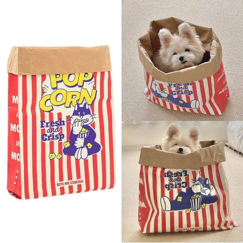 PopcornBag Cat Tent Toy PlayTunnel Tent House Dogs Kraft Paper Bag Hideaway Tunner Boredom Pet Indoor Entertainment Toy