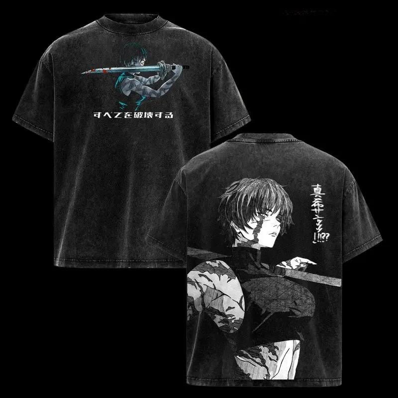 

Jujutsu Kaisen Зенин Маки Футболка с принтом Мужская Женская Ретро Выстиранная Футболка Хлопковая Футболка с Коротким Рукавом Одежда Харадзюку Мужская Футболка XXL чёрный