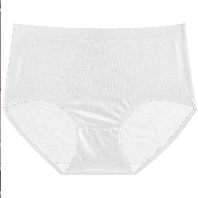 Plus Size Ladies Summer Thin Shiny Bread Hip No Trace Ice Silk Breathable High Waisted Briefs