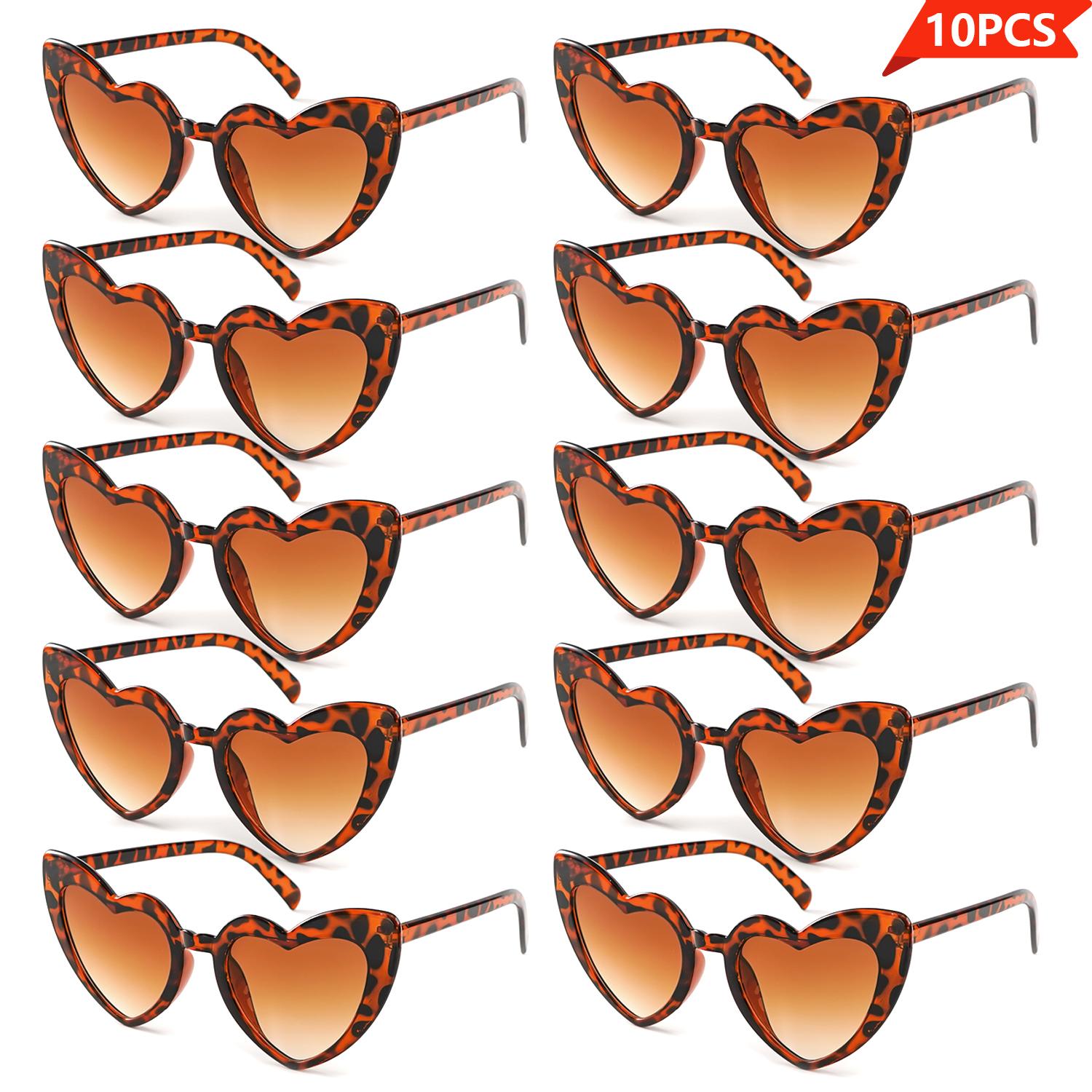 

10 Pack Heart Sunglasses Vintage Cat Eye Heart Glasses Retro Bachelorette Bride Sunglasses Bulk For Women