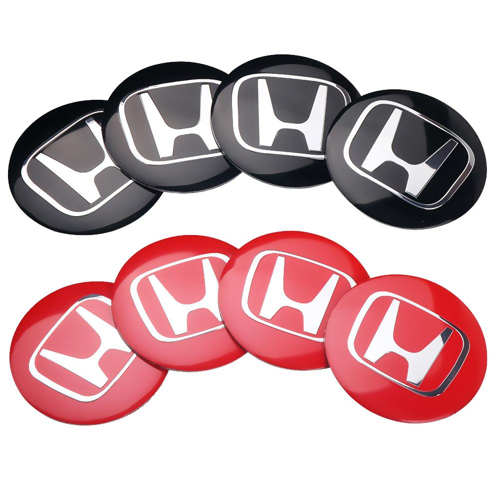 4Pcs 56mm Car Wheel Center Hub Cap Sticker Badge Cover For Honda Civic CRV ADV Fit Jazz Odyssey Mugen City Accord Accessories ala256