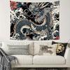 2D Oriental Dragon Wave Tapestry Black Background Home Background Cloth