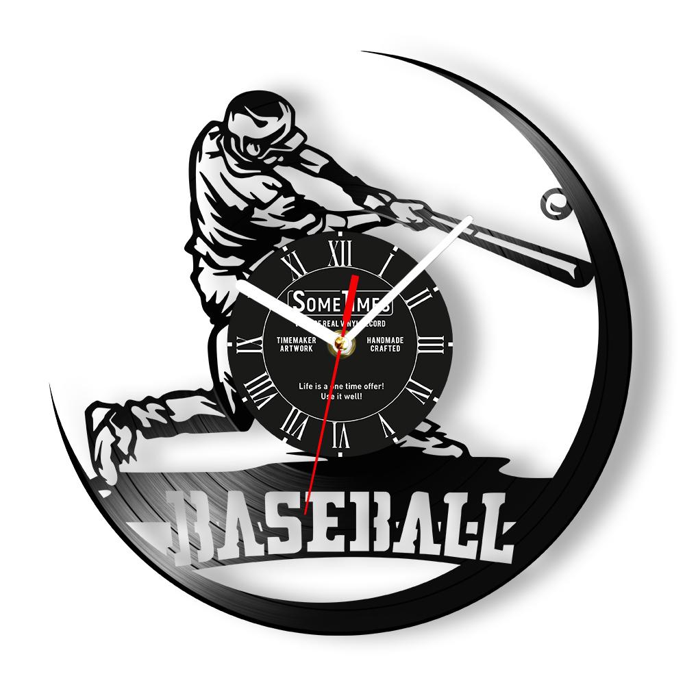 Baseball Custom Wall Clock Made of Real Vinyl Record Personalized Name Laser Cut Music Album Retro Wall Clock Boys Room Decor