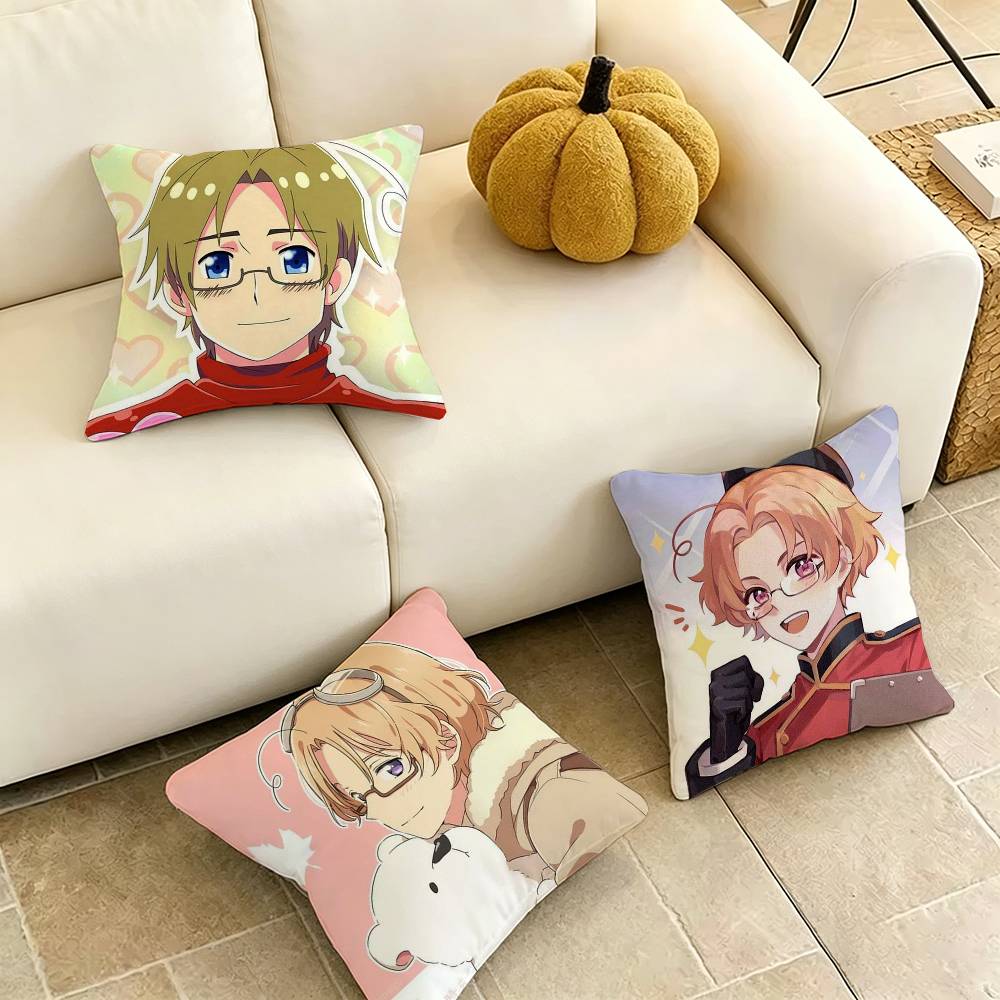 CCanada HHetalia Pillow Case Square DoubleSided Sofa Cushion Cover Bedroom Bedside Pillow Gift