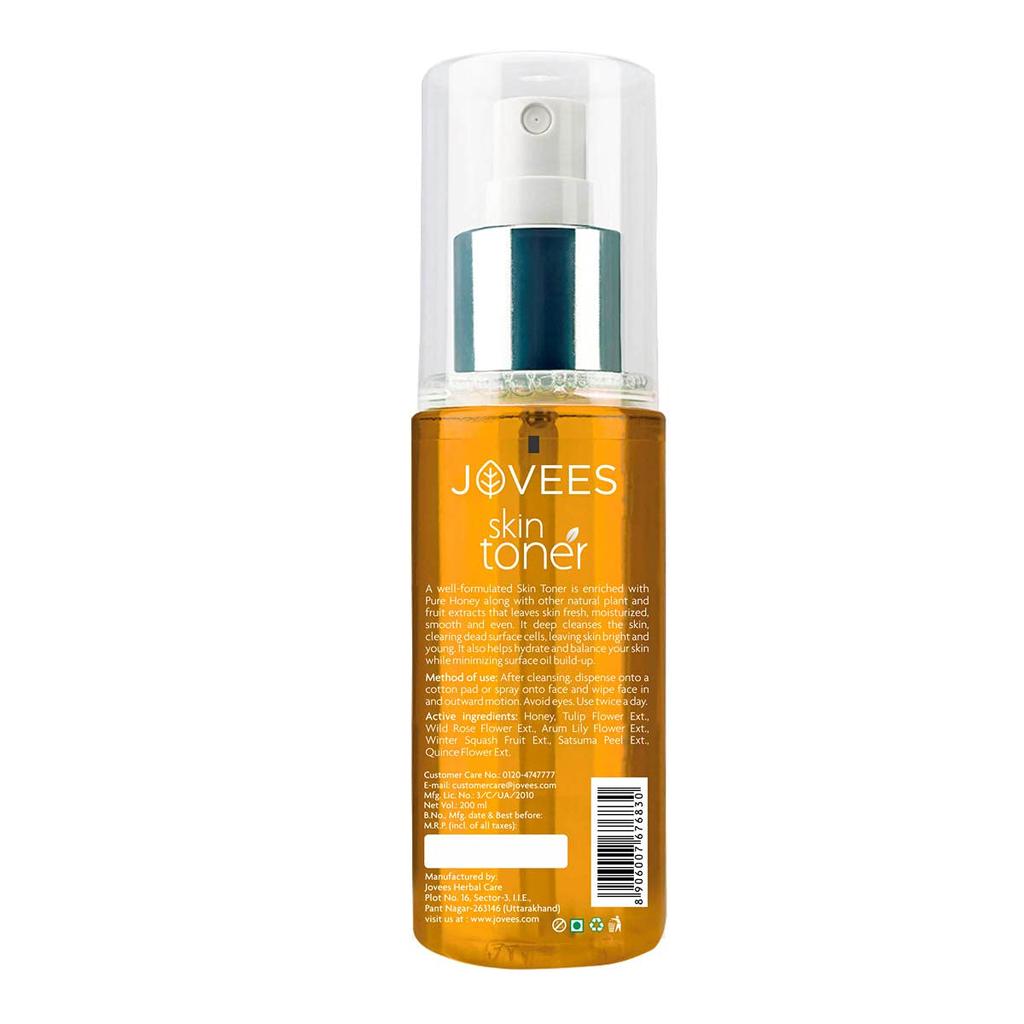 Jovees Herbal Honey Toner For Hydrated Glowing Skin Pore Tightening Brightening Mist For Normal To Dry Skin Paraben Alcohol Free 200ml