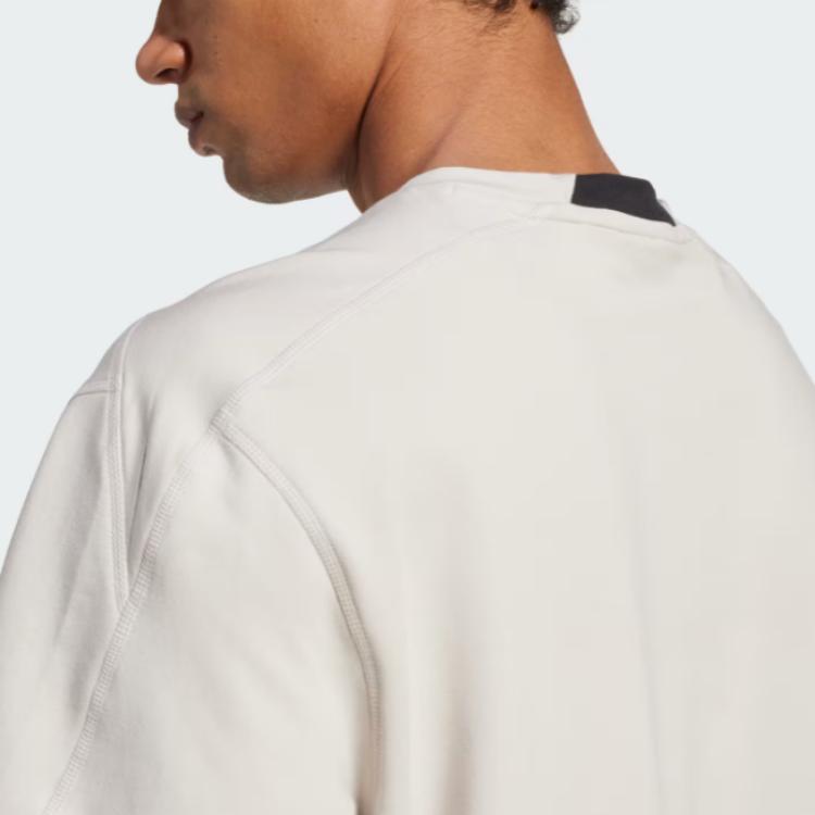 Adidas Logo Loose Fit Round Neck Short Sleeve T-Shirt Men Tops Beige JX0705