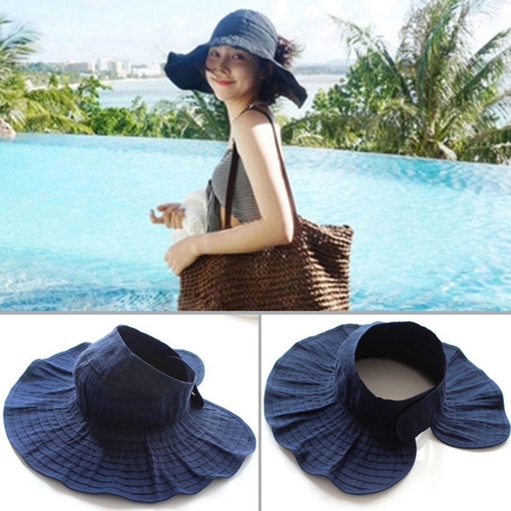 Foldable Women Sun Hat Wide Brim Sun Protection Hat Lightweight Summer Beach Hat Beach Wear