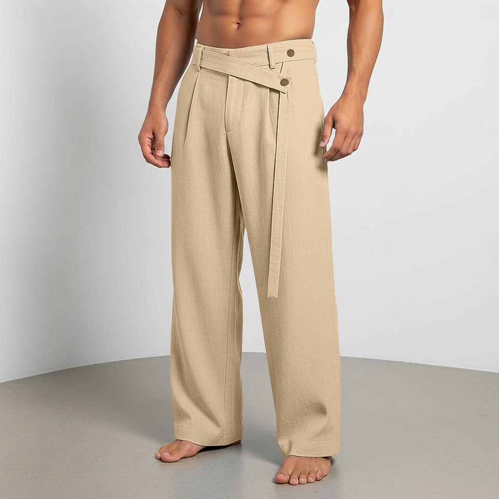 Herren Leinenhosen Hosen Sommerhosen Gerade Beine Einfach Komfort Atmungsaktiv Vollständig Lässig Täglich Urlaub Mode