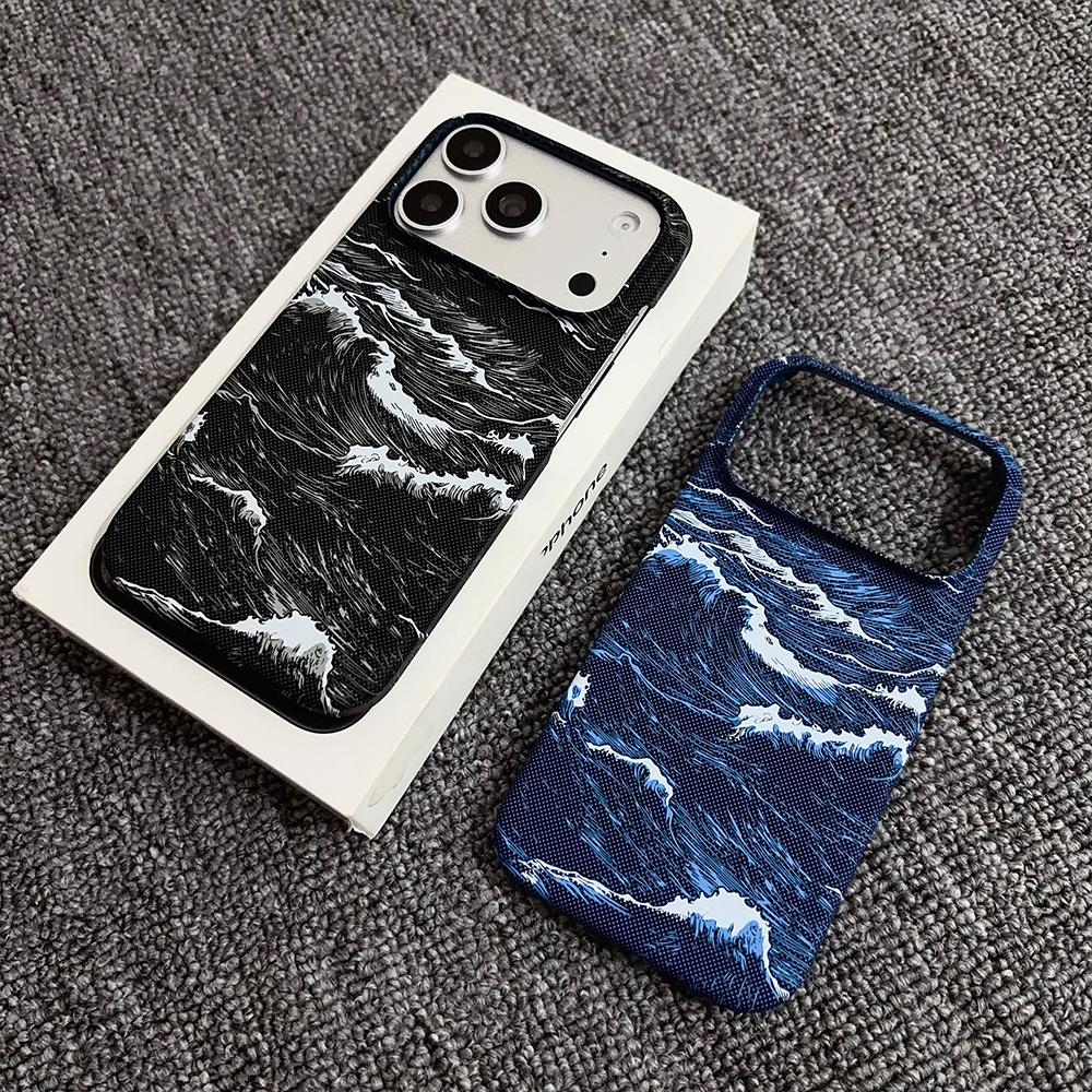 Kevlar Gezeitenmuster Kunststoff Für Magnetische Hülle Für Für Iphone 17 Air 16 Plus 1 14 13 12 Pro Max Schlanke Rahmenlose Kühlabdeckung