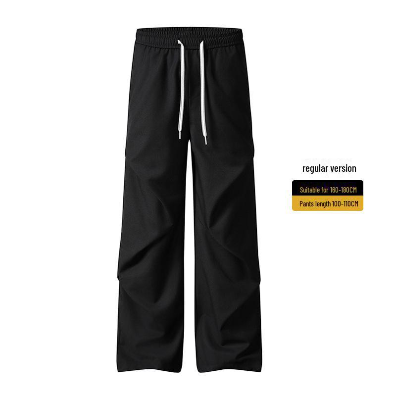 Muqiu Męskie Letnie Plisowane Szerokie Spodnie