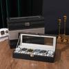 Multi-Functional Showcase 6 Slot PU Leather Watch Box One Word Lock Dustproof