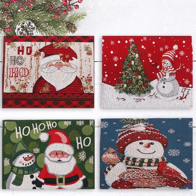 Mingguan Knitted Santa Claus & Snowman Decorative Placemat - Insulated Cartoon Design