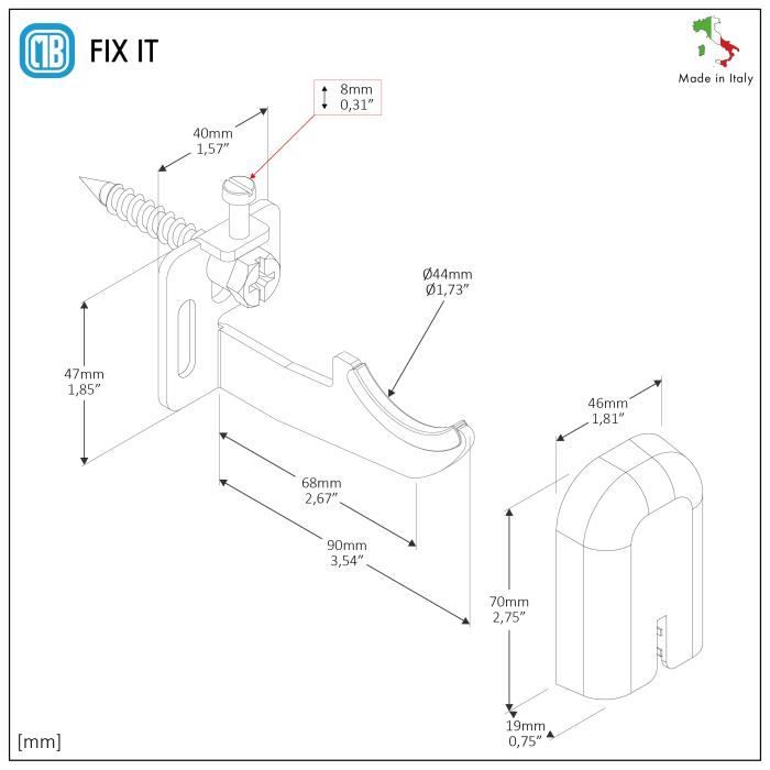 Piece Detachee pour Radiateur. 2 fixations T1 pour radiateur en aluminium. Capacité max: 50 kg par support, 100 kg au total.