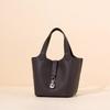 Genuine Leather Vegetable Basket Women's Bag First-layer TC Grain Cowhide Portable Bucket High-end Niche Single-shoulder Cross-slung