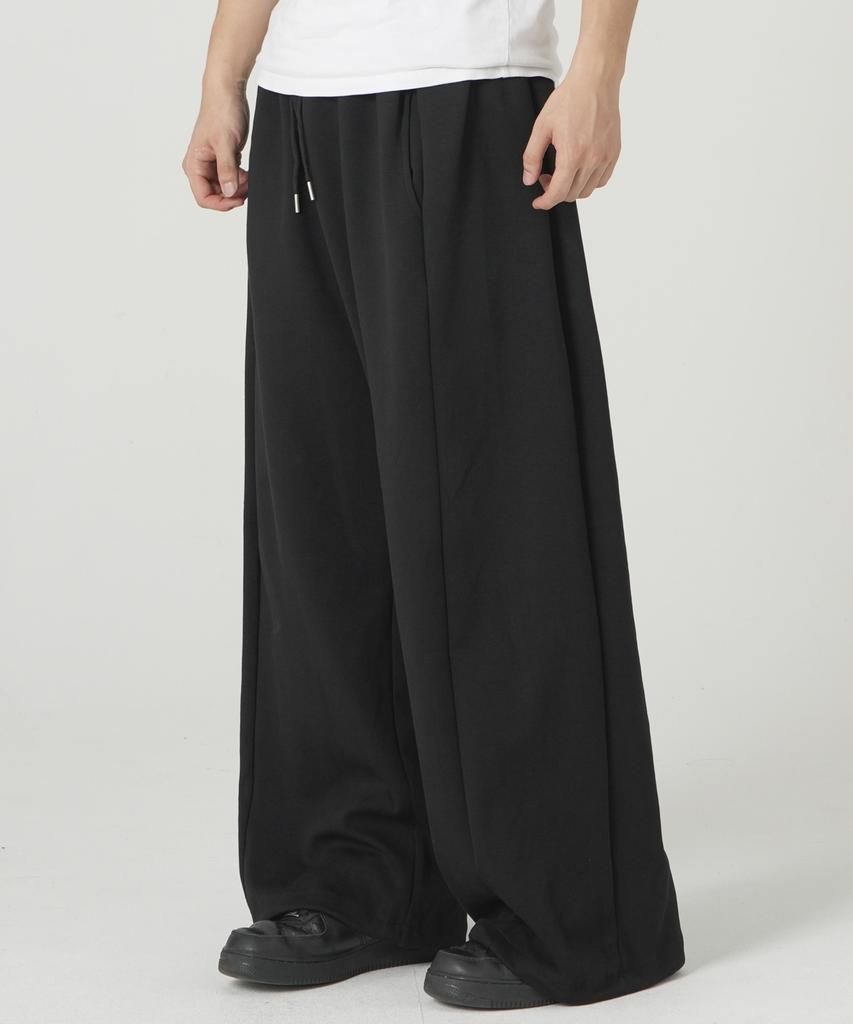 ROCKED GARAGE Unisex All-Season/Fleece-Lined Training Pintuck Balloon Two-Way Wide Pants_Black