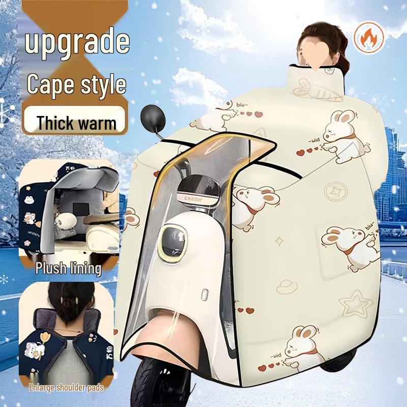 Winter Fleece Lined Windshield Cape: Thickened Windproof Cover for Neck, Shoulder Protection, Warmth & Cold Retention