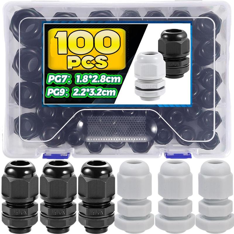 PG7 PG9 Waterproof Cable Gland Cable Entry IP68 Nylon Plastic Connector Adjustable Locknut Sleeve Joint Cord Strain Relief Joint