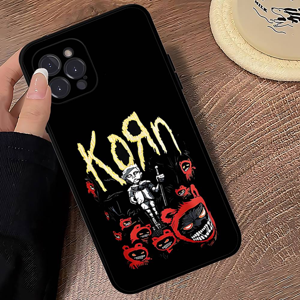 

K-Korn Rock Band Phone Case For IPhone 16 Pro Max 15 17 Plus 14 13 12 Mini 11 Black Cover iPhone 15 plus