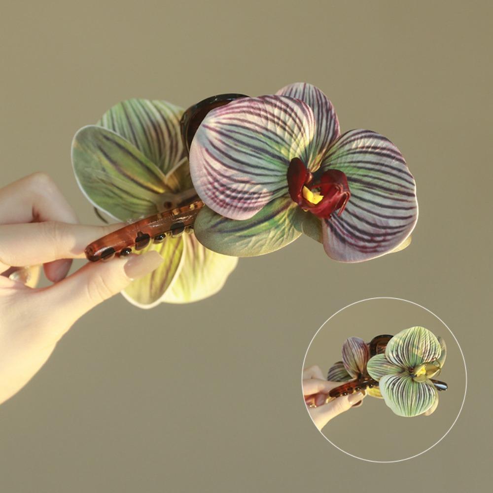 Shark Clip Flower Hair Claw Ponytail Clip Large Shark Clip Cute Butterfly Orchid Hair Clip  Female