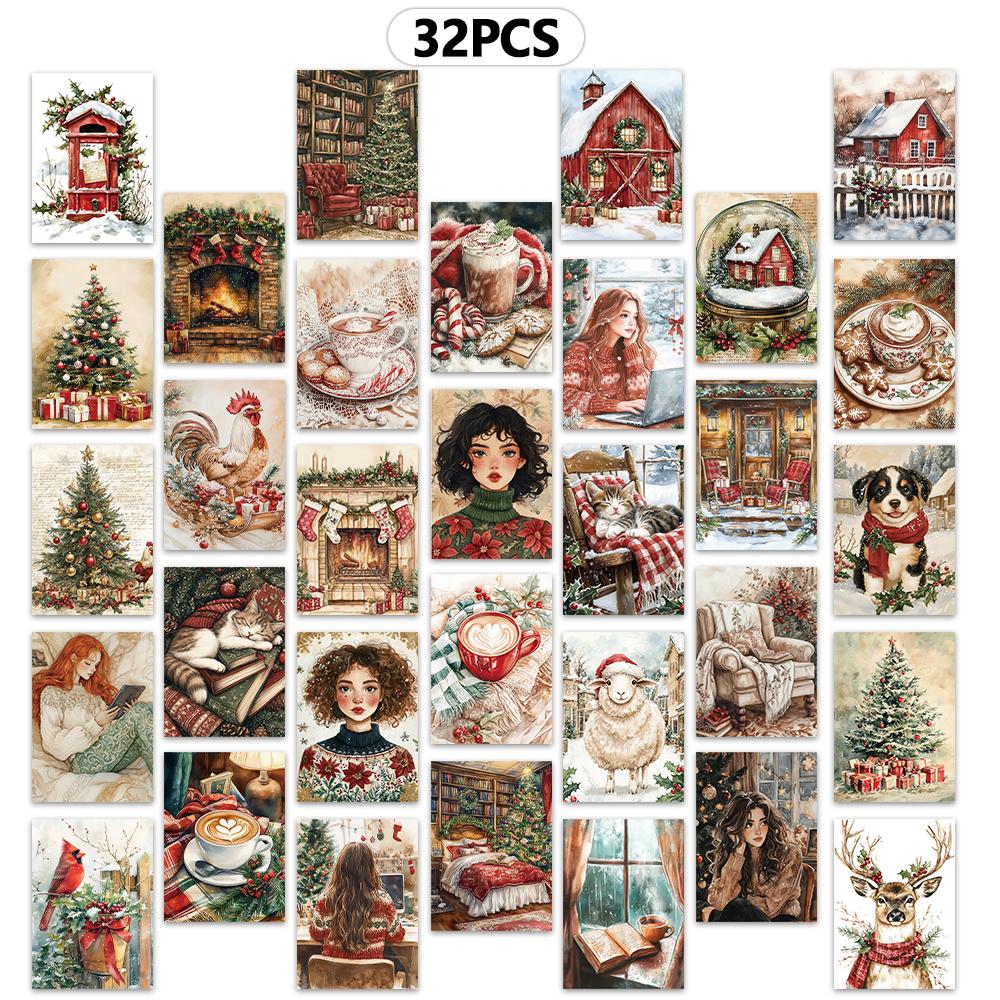 

32, Vintage Christmas Postcards, Christmas, Birthday/Anniversary Gifts, Collectibles, Perfect for Gifting, Mail-Ready.