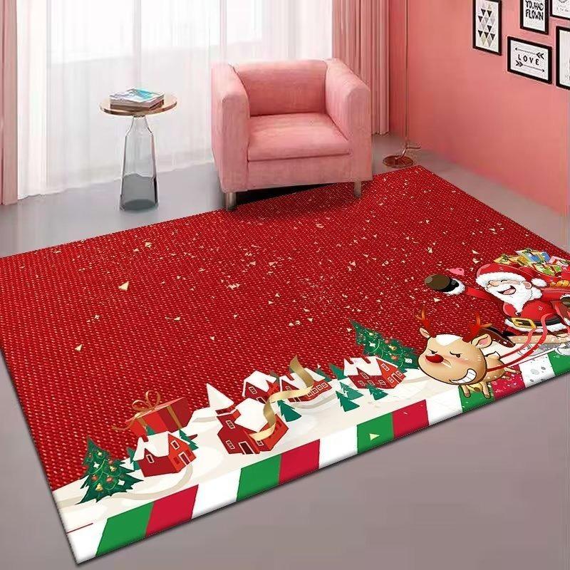 Christmas Carpet Living Room Red Room Decor Bedroom Area Rug Festival Decoration Home New Year's Decor Floor Mat Washable Gift