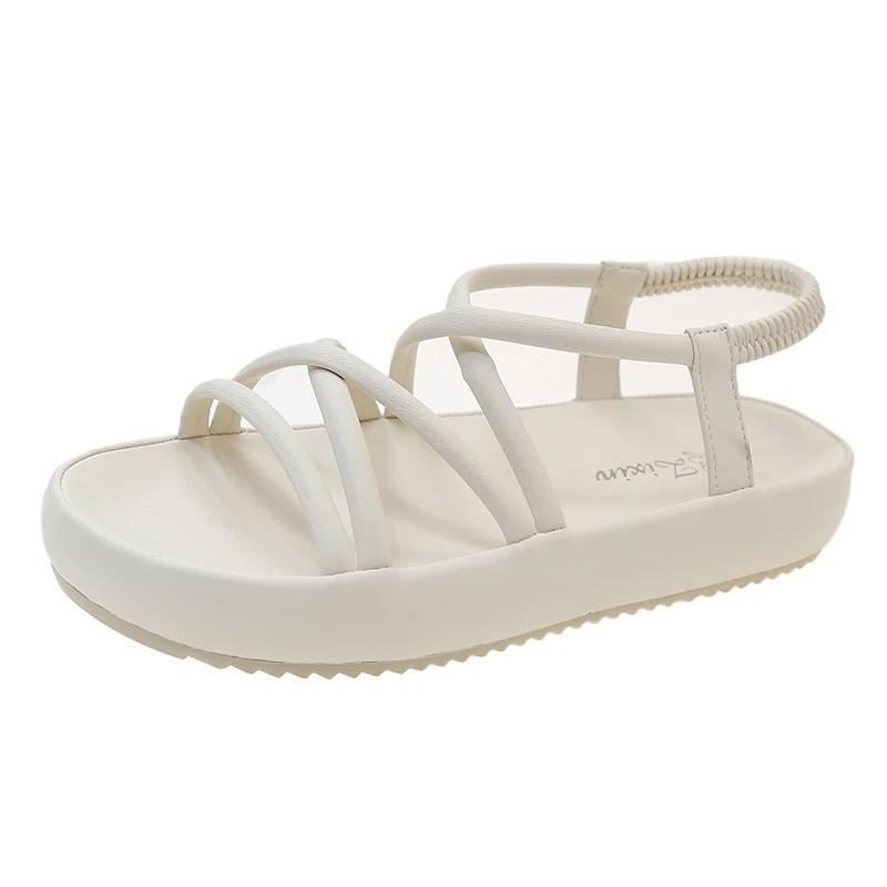 Cross Strap Gladiator Sandals for Women Summer Thick Platform Wedges Sandles Woman Casual Back Elastic Band Roman Shoes