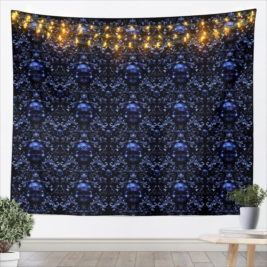 Kids Black White Wall Hanging Blanket for Boys Girls Teens Antique Victorian Baroque Wall Art Breathable Gothic Vintage Floral