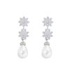 Needle Style Light Luxury Elegant Flower Pearl Earrings Celebrity Temperament Slightly Inlaid Zircon Earrings Ear Jewelry