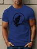 White Unisexs Crew Neck Cotton T Shirt Dark Crow On Bare Branch Circular Frame Gothic Dark Bird Art Short Sleeve Casual Tees
