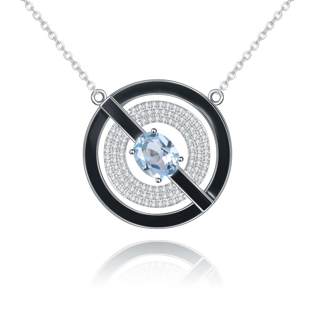 Original Designer Natural Topaz Enamel Pendant, Personalized Ring Design 925 Silver Colored Gemstone Necklace Pendant