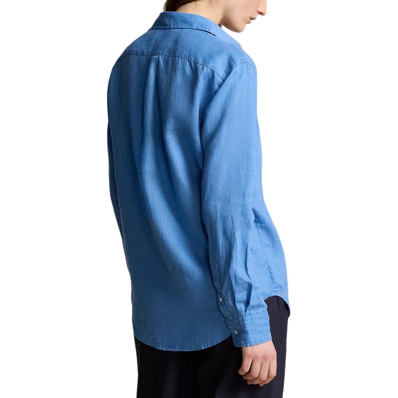 Polo Ralph Lauren Ss24 Solid Logo Embroidered Loose Long Sleeve Shirt Women Shirts Blue WMPOSHTNDO20615-400