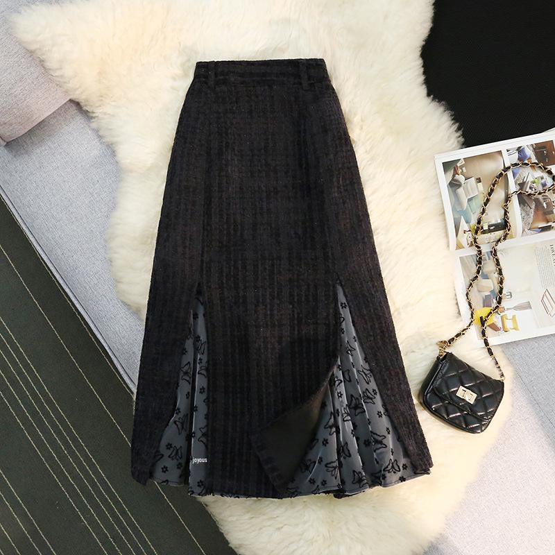 

Женская черная юбка-бабочка: Средняя длина, высокая талия, облегающий крой для осени/зимы Extra Large