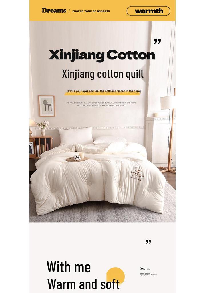 Four Seasons Quilt: Class A Long-Staple Xinjiang Cotton, Thick and Warm for Winter, Ideal for Dormitories, Spring, and Autumn.