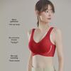 Bright Red Large Wedding Underwear Bra with Wide Straps, Machine Washable, Seamless, Anti-Sagging, Fixed Cup
