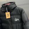 2859 Giacca Imbottita Corta Classica con Cappuccio Unisex Colore Unito Ricamata Vestibilità Larga Invernale Casual