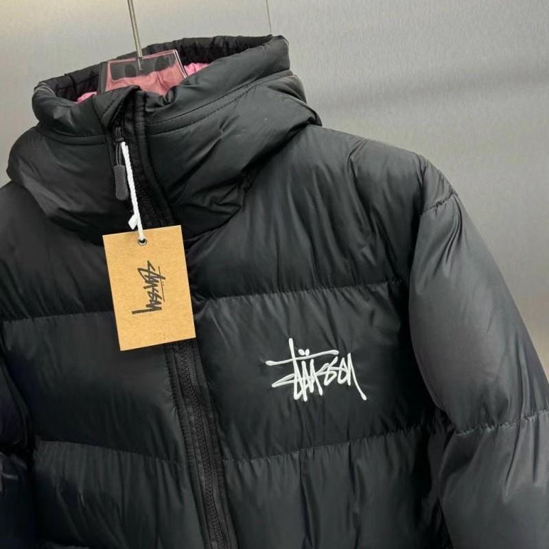 2859 Giacca Imbottita Corta Classica con Cappuccio Unisex Colore Unito Ricamata Vestibilità Larga Invernale Casual