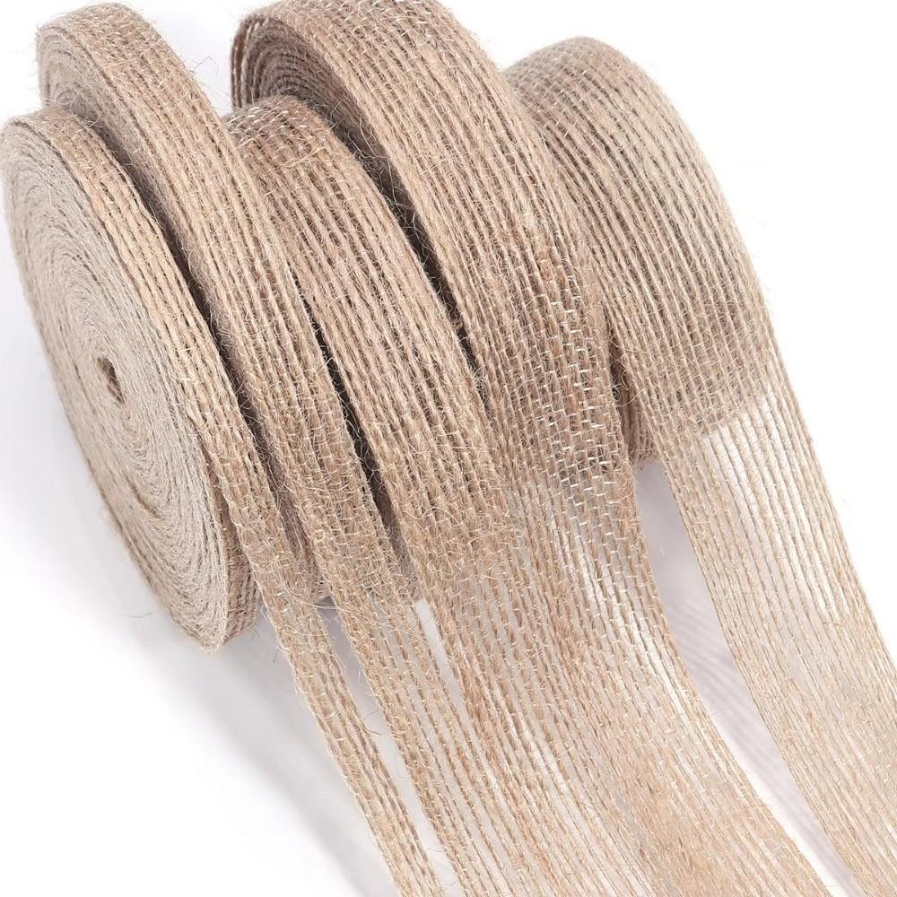 Brown Color Jute Burlap Ribbon Natural Rustic Ribbon Spool Burlap Craft Ribbon for DIY Craft