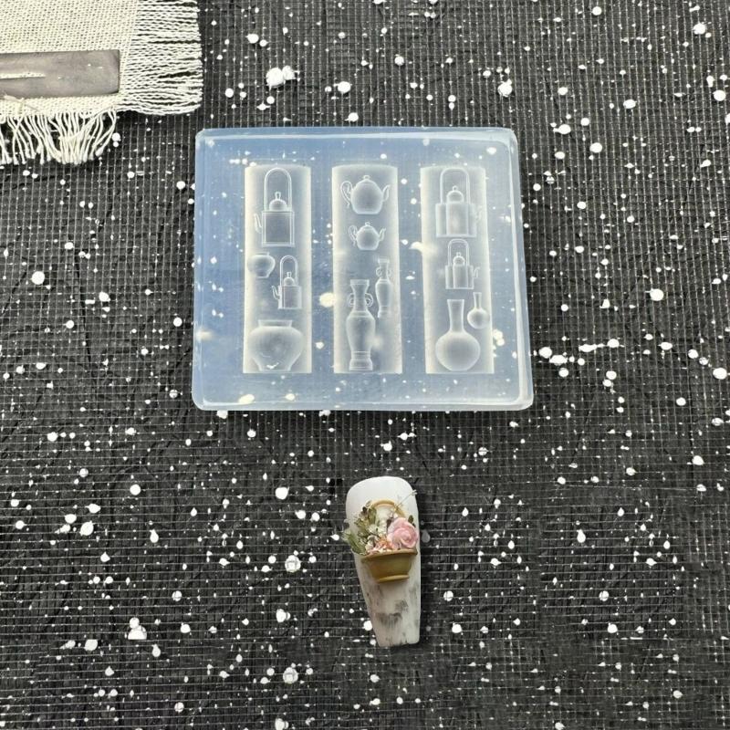 3D Floral Silicone Mold For Nail Art And Jewelry Crafting Reusable Elastic Carving Tool With Candle Vase Designs