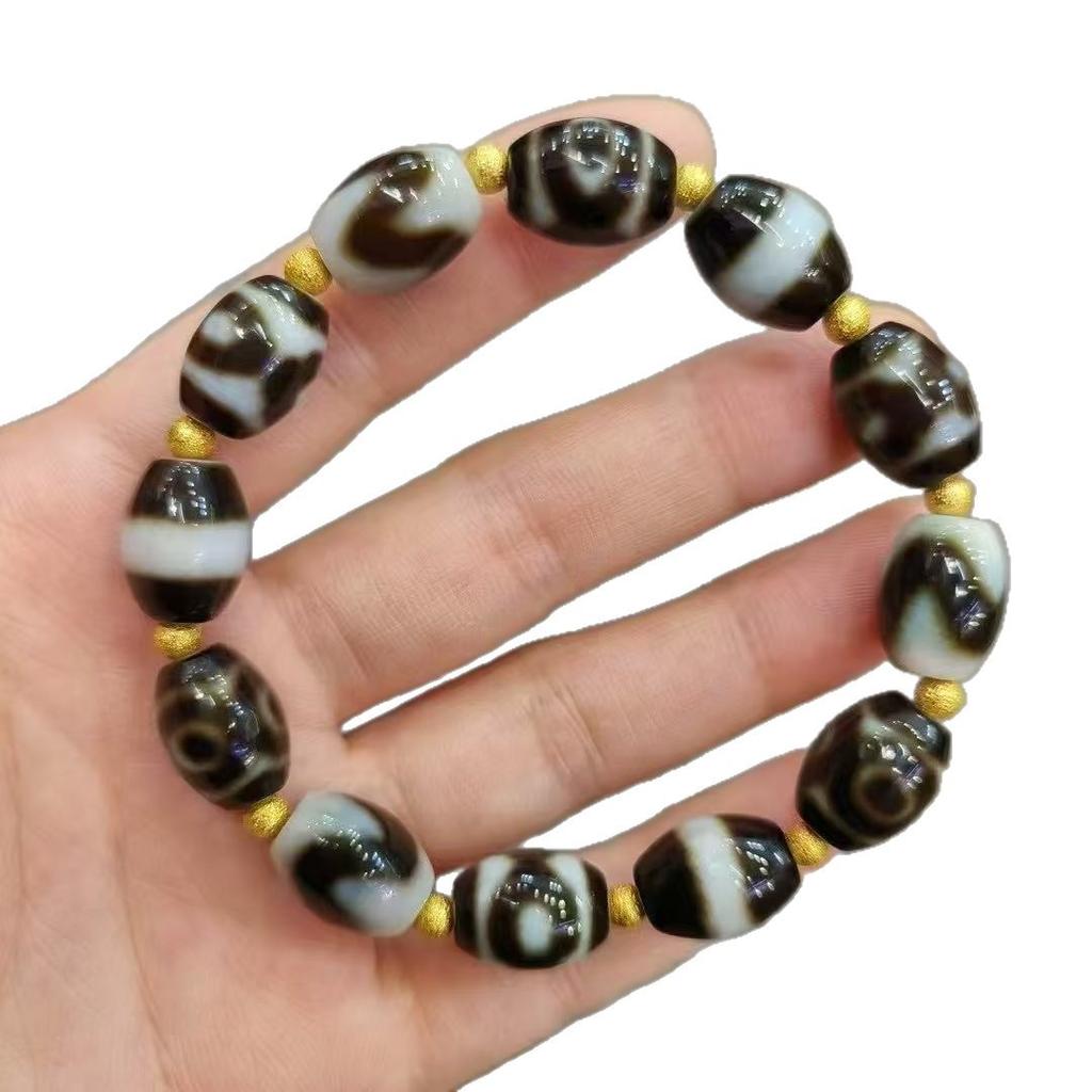 Natural Tibetan Agate Dzi Bead Bracelet, Men's and Women's Wenwan Transfer Beads, Duobao Bracelet, Rosary Beads In Stock.