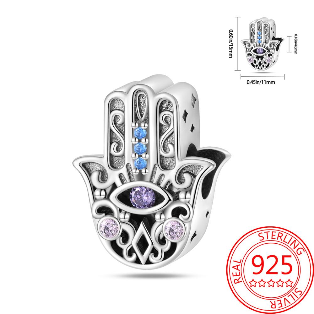 Mysterious Copper Love Evil Eyes Celtic Knot Palm Pendant Beads Safety Clip Fit Brand Bracelet Premium Gift Diy