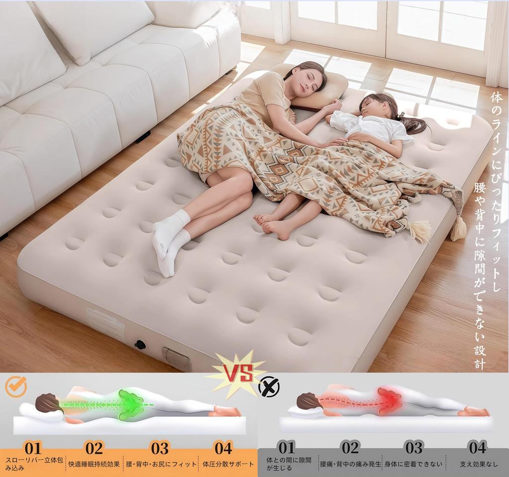 Spormin Air Electric Air Electric Air Foldable Air Camping Air Air Automatic Easy to USB LED Night Breathable Storage 25cm Thick High Dedicated