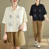 DIMANAF 2026 Women Plus Size New Summer Blouse Shirt Embroidery Short Sleeve Cotton Casual Loose Lady Tops Shirts