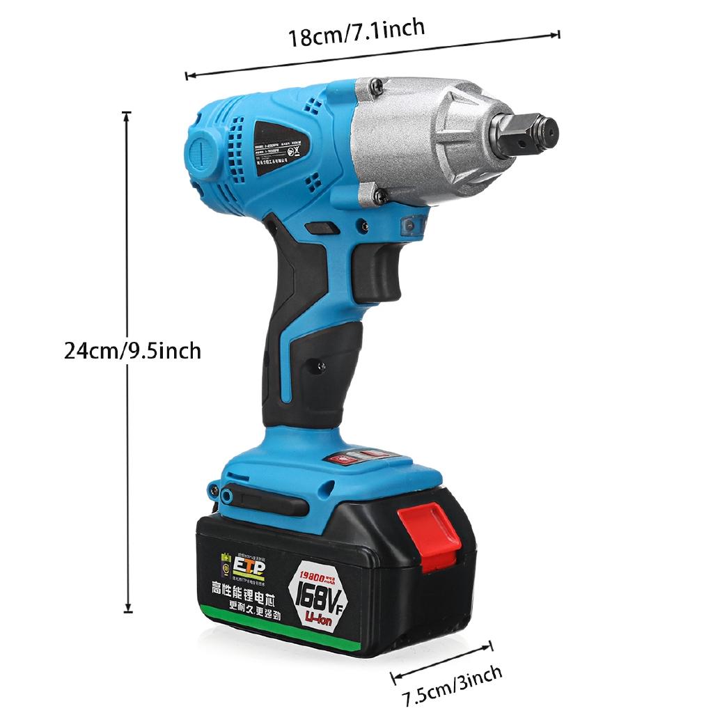 AC 100-240V 50-60H Cordless Impact Wrench Machine Set 19800mAh Electric Drill Hammer Tool 19800mah Li-lon Battery W/ LED Light New