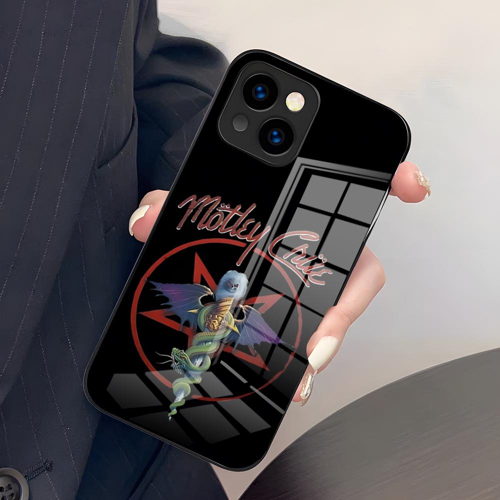 M-Motley C-Crue Band Phone Case For IPhone 17 Pro Max 15 Pro 16 14 Plus 12 13 Mini 11 Pro Shockproof Glass Cover