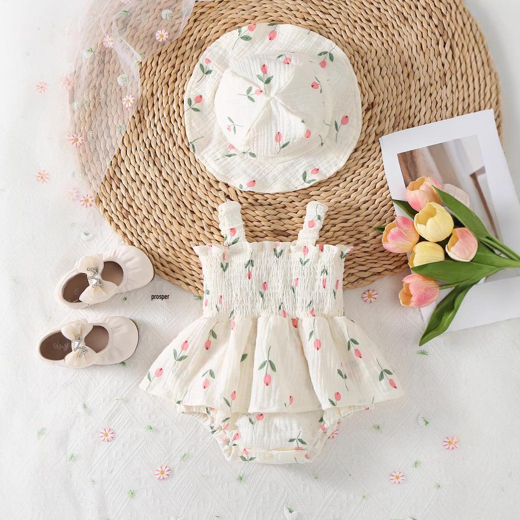 

Baby Floral Spaghetti Strap Sleeveless Romper 90 CM светло-желтого