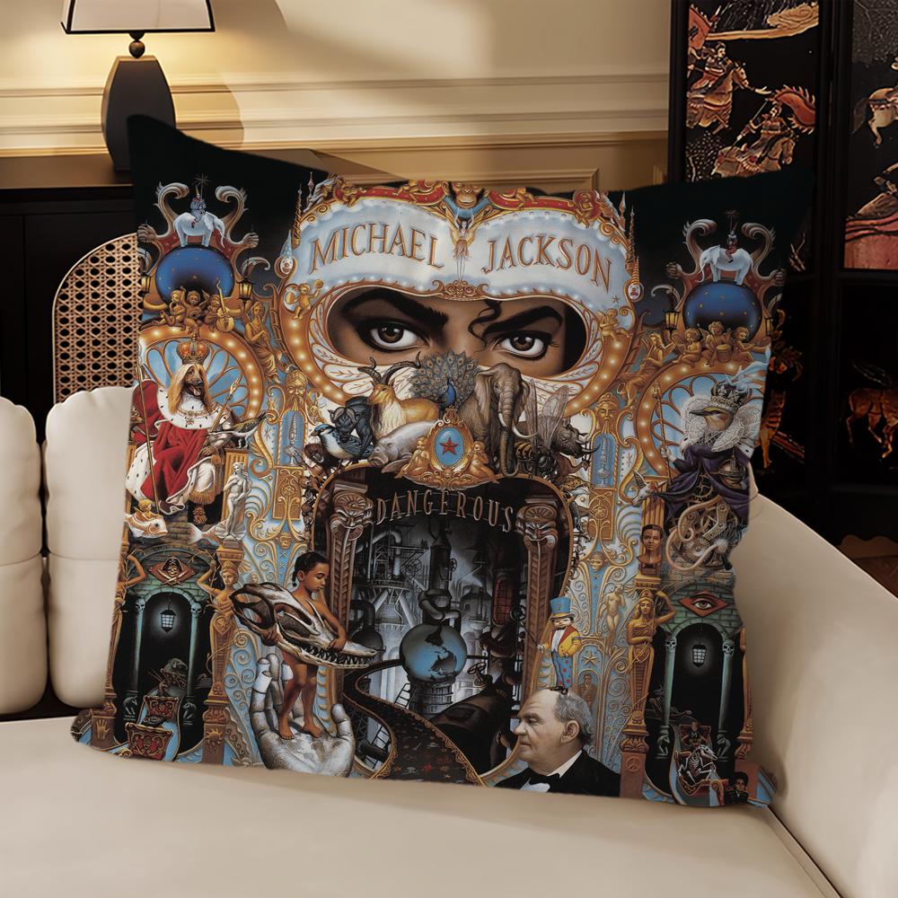 

Classic Singer M-Michael Jackson Dangerous Sofa Living Room Bedroom Headboard Backrest Cushion Square Cushion Time Pillow Cas 12x12Inch