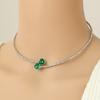 Elegant Double Layer Heart Shaped Zirconia Water Drop Necklace For Fashionable Women With Romantic Pink And Love Green Colors