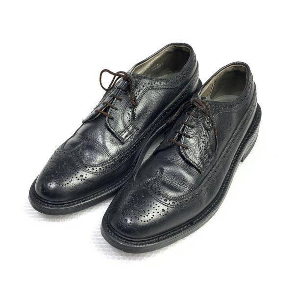 USED/80s 90s Vintage USA Made Dexter Size 9.5C 26.5 27.0cm Long Wingtip Black