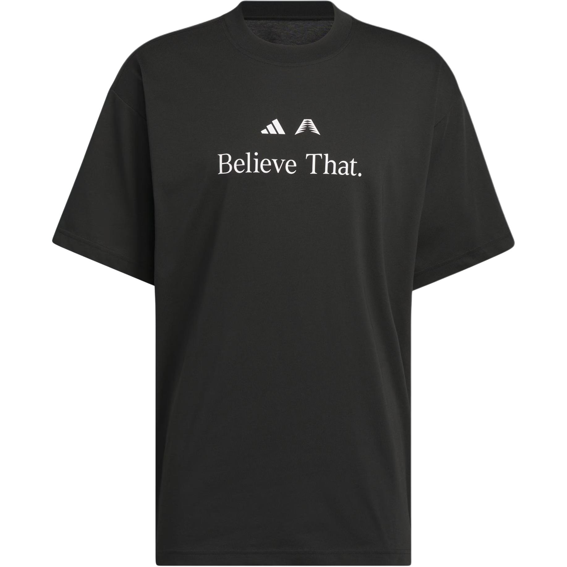 

Adidas Баскетбольная футболка серии Энтони Эдвардса с логотипом Believe That, круглым вырезом, свободного кроя, с короткими рукавами, унисекс, черная JM7951 L