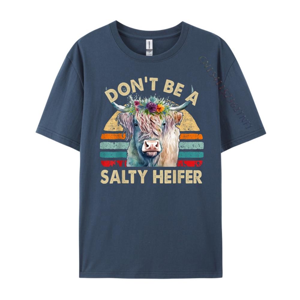 Highland Cow Shirt Women Dont Be Salty Heifer Funny Farm Mom Red And Black Graphic T Shirt Camiseta Easter Day